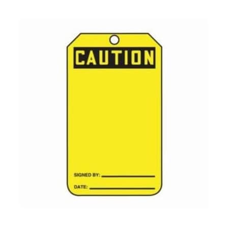 Accuform Safety Tags, CAUTION Blank, 5.75in x 3.25in, PF-Cardstock, 25PK MDT612CTP